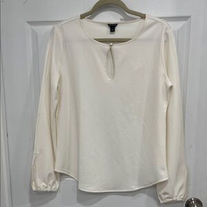 Ann Taylor Cream Blouse with Keyhole Detail